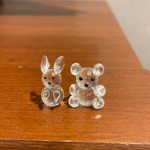 Swarovski mini bear and bunny